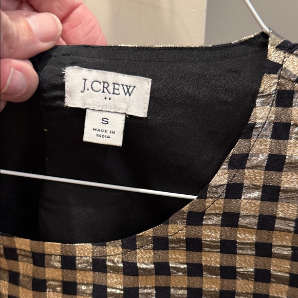 J.Crew Metallic Gold and Black Checkered Blouse Size Small LNWOT - Picture 2 of 8
